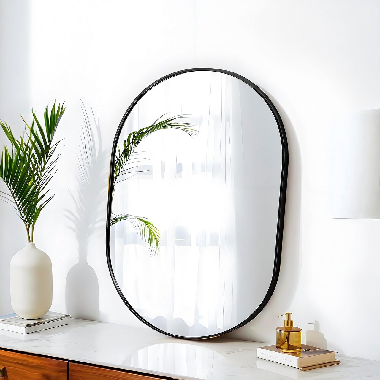 24x16 Mirror Runway Oval Wall Mounted Aluminum Alloy Metal Frame